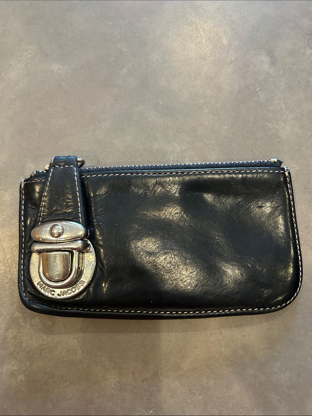 Marc Jacobs Vintage Black Leather Wallet with Silver push lock Hardware